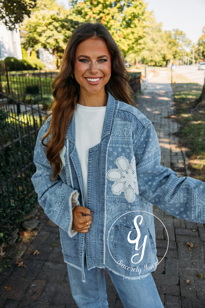Paisley Flower Jacket - Denim
