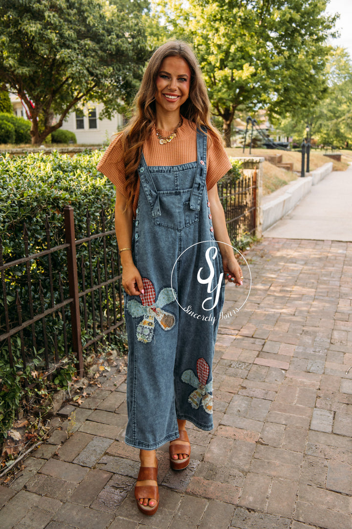 Patches Overalls - Dark Denim