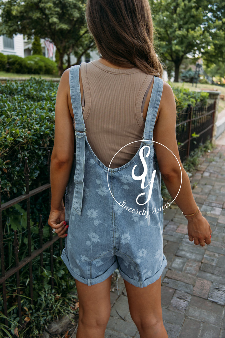 Picking Flowers Overalls- Denim
