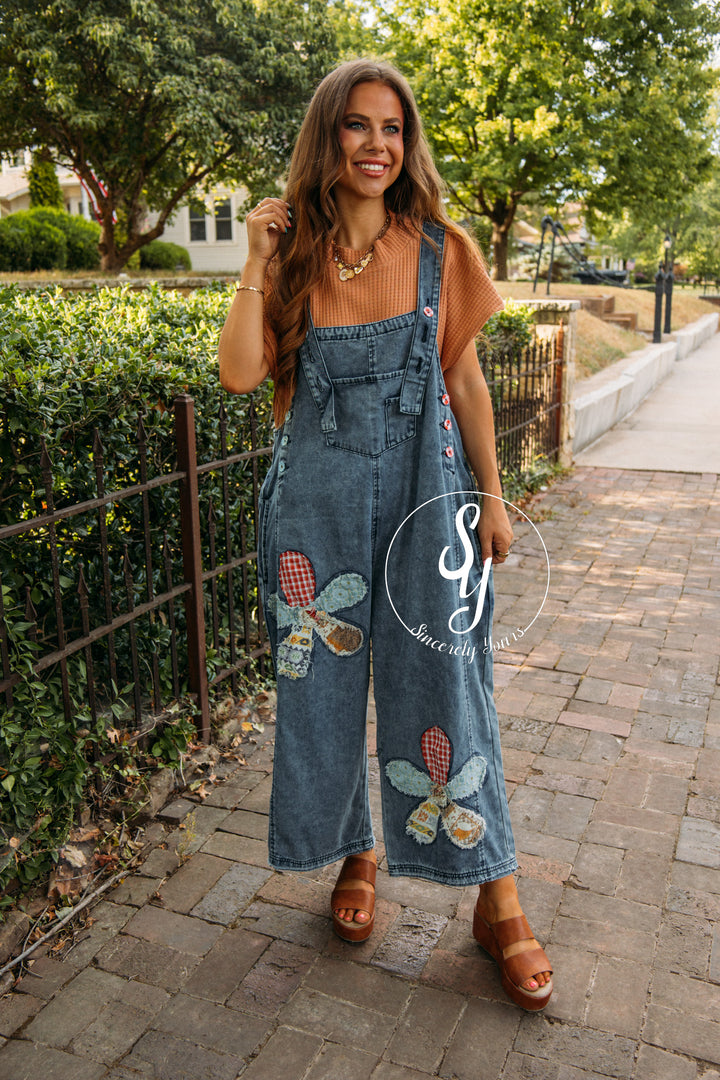 Patches Overalls - Dark Denim