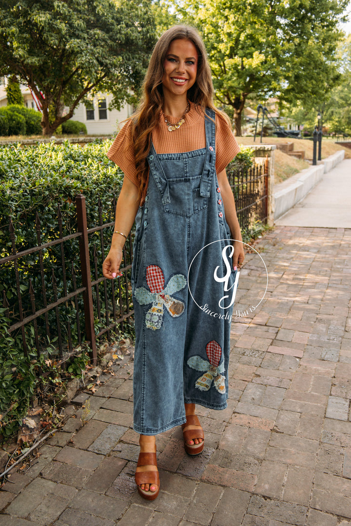 Patches Overalls - Dark Denim