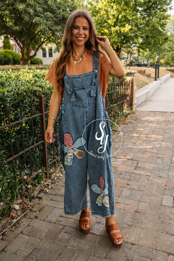 Patches Overalls - Dark Denim