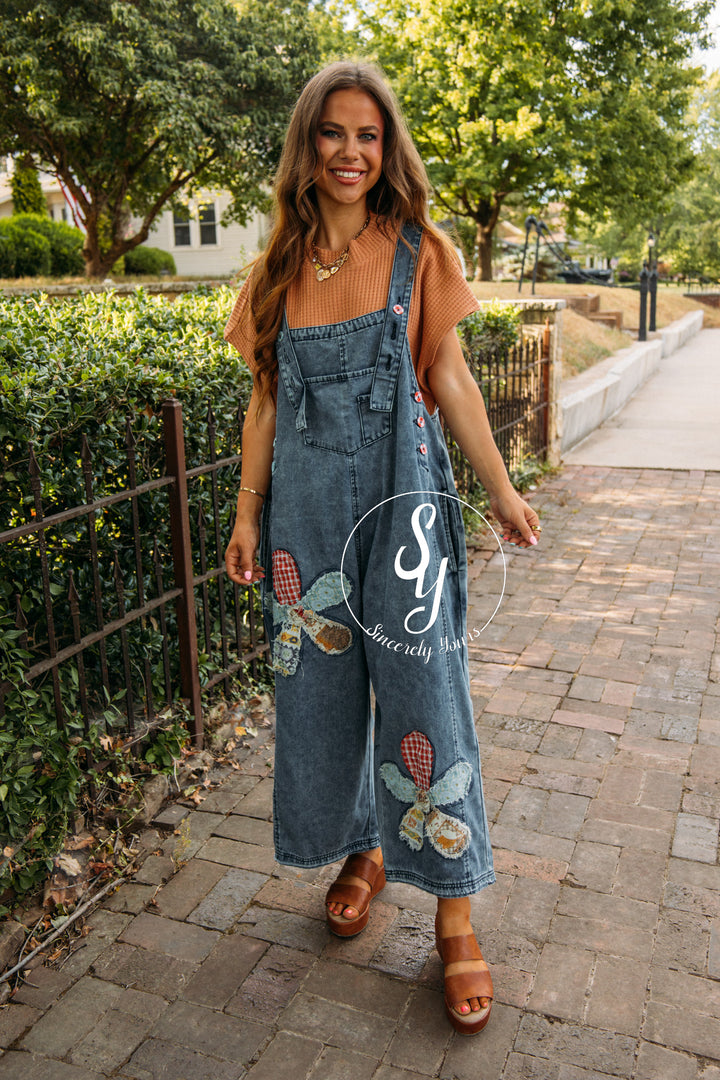 Patches Overalls - Dark Denim
