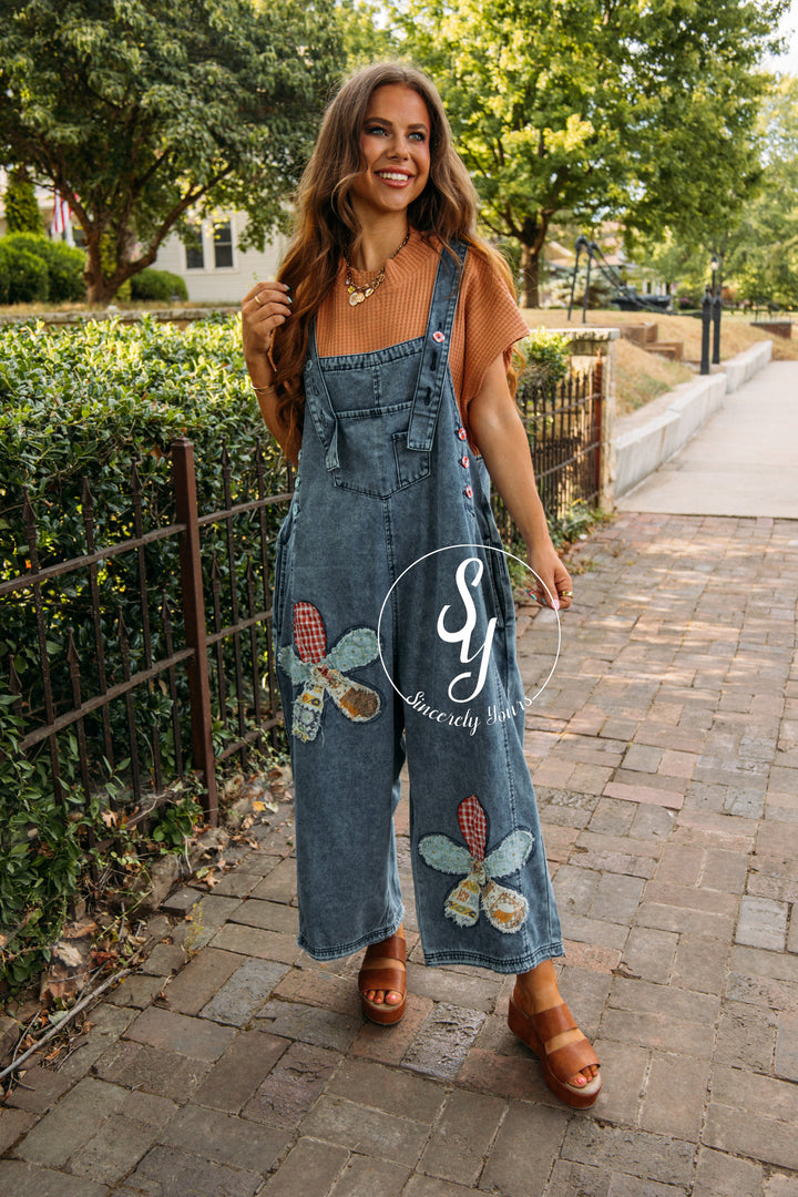 Patches Overalls - Dark Denim