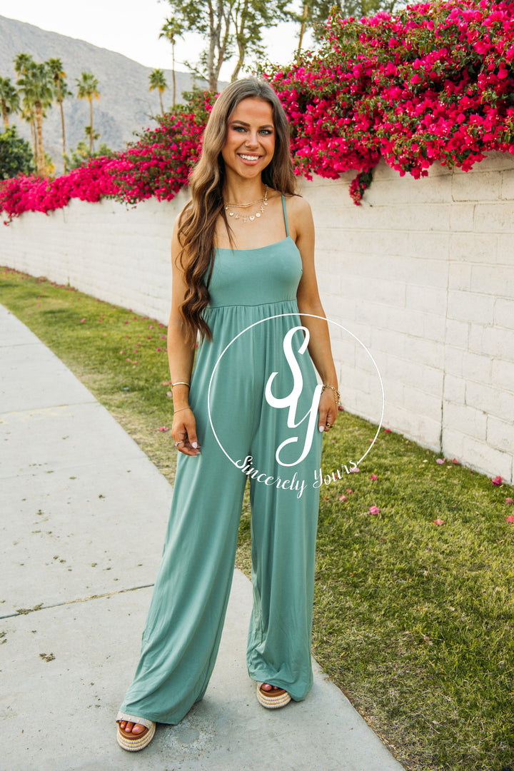 Retreat Life Jumpsuit - Celadon