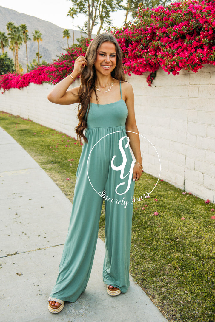 Retreat Life Jumpsuit - Celadon