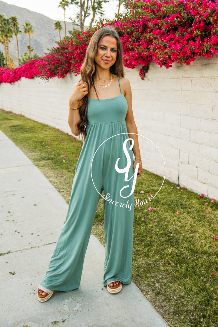 Retreat Life Jumpsuit - Celadon
