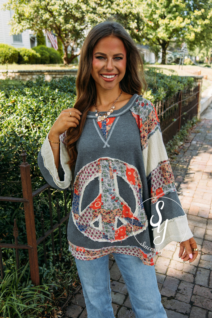 Peaceful Knit Top- Charcoal