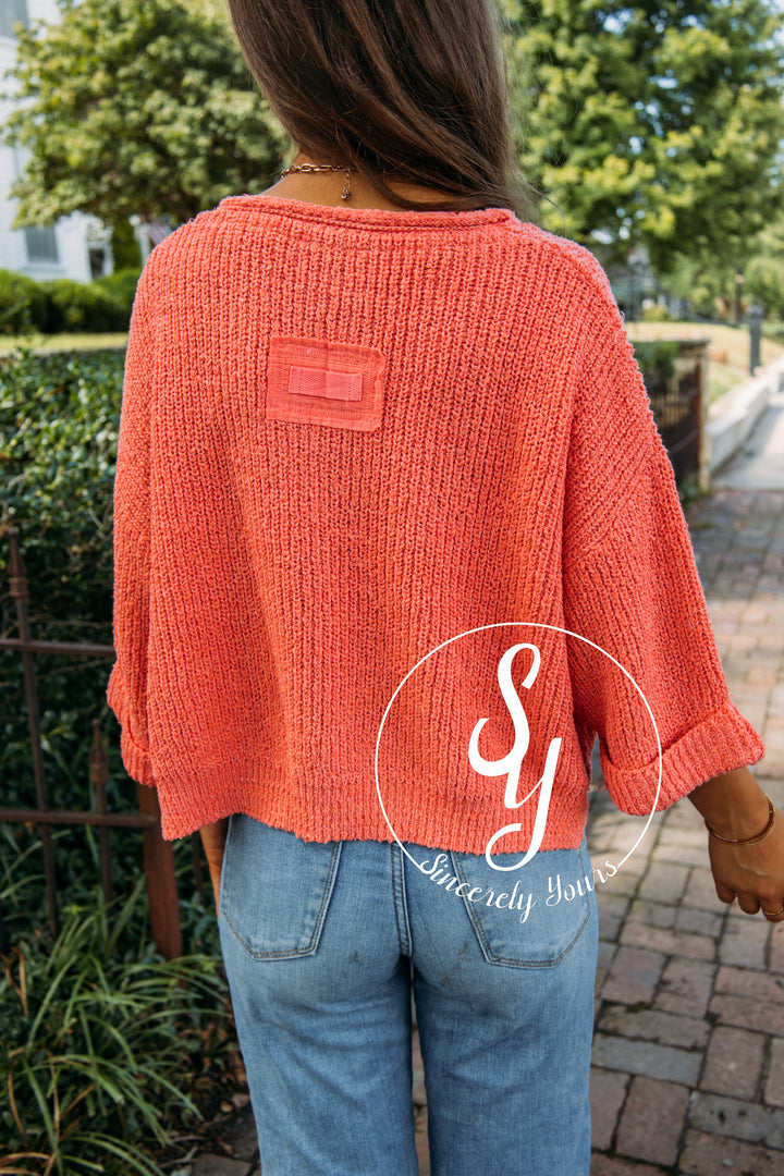 Patch Sweater - Coral