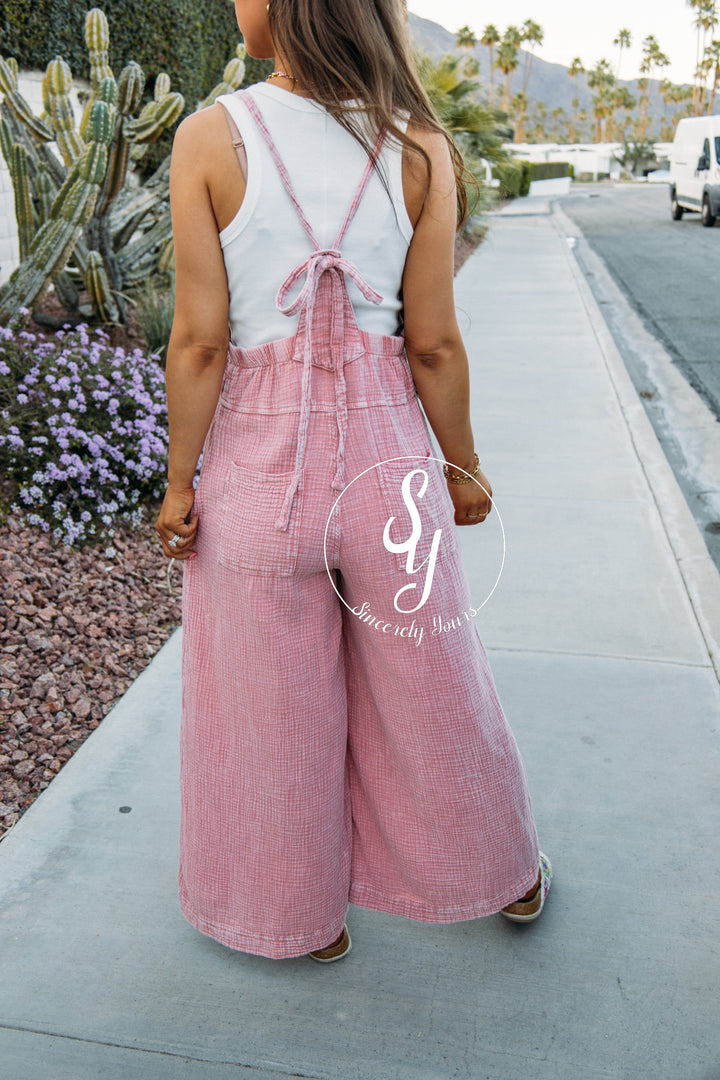 Running Errands Jumpsuit - Mauve Pink