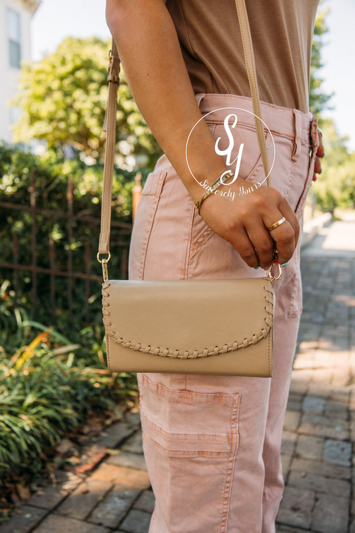 Kyle Whipstitch Crossbody/Wallet -Taupe