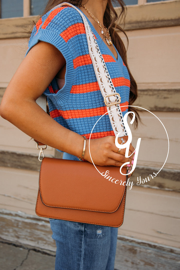 Lucy Flapover Crossbody Bag- Brown