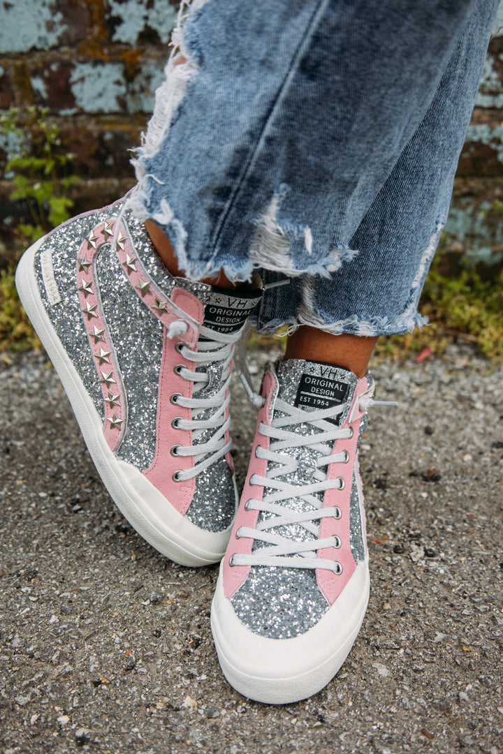 Vintage Havana: Ilana High Top Sneaker -Silver Glitter