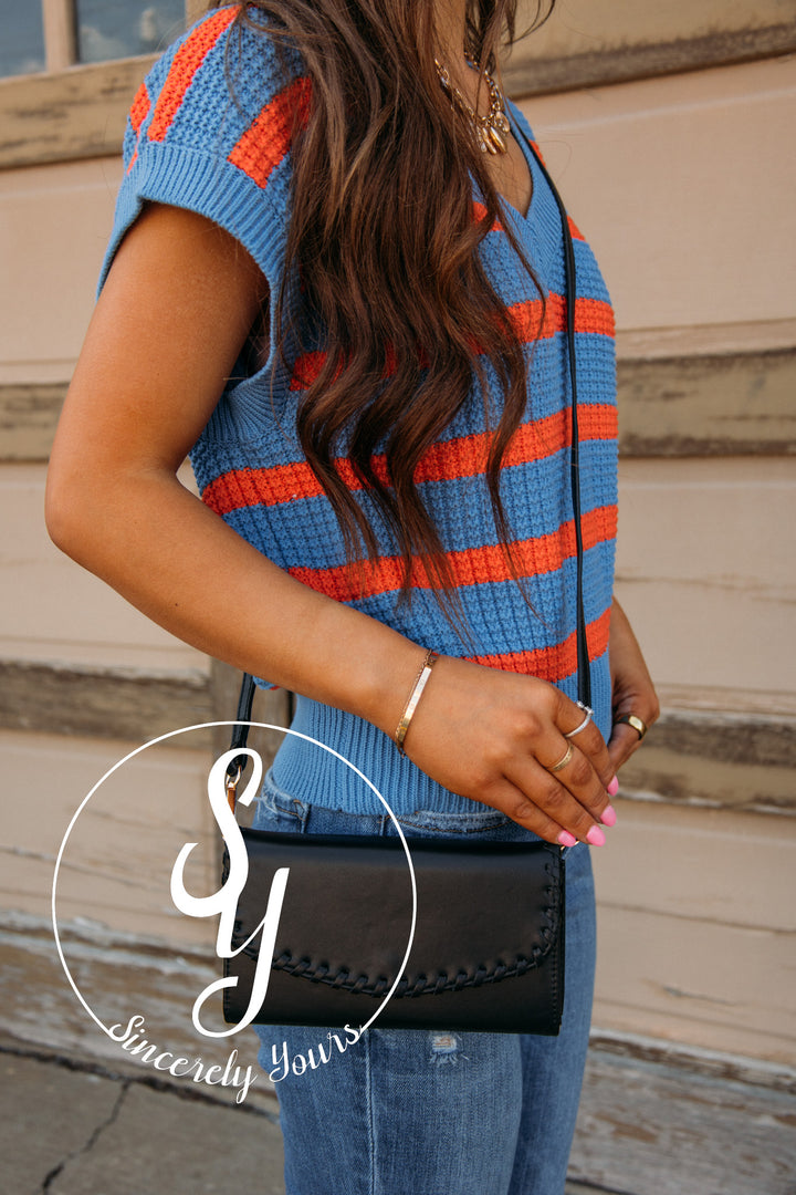 Kyle Whipstitch Crossbody/Wallet -Black