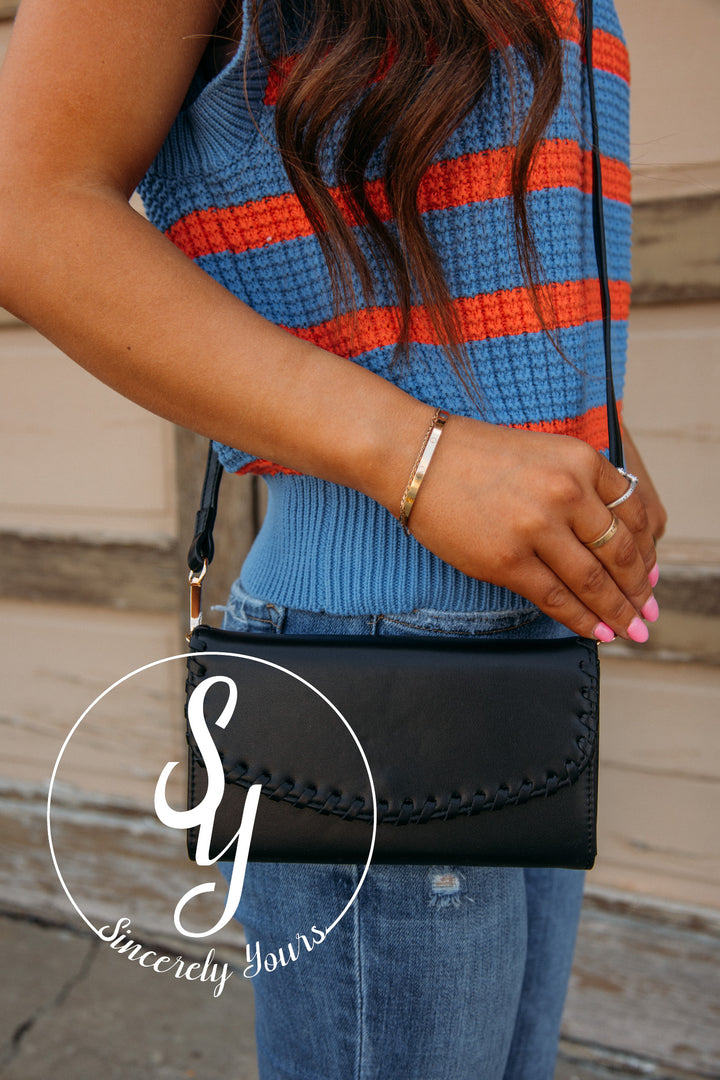 Kyle Whipstitch Crossbody/Wallet -Black