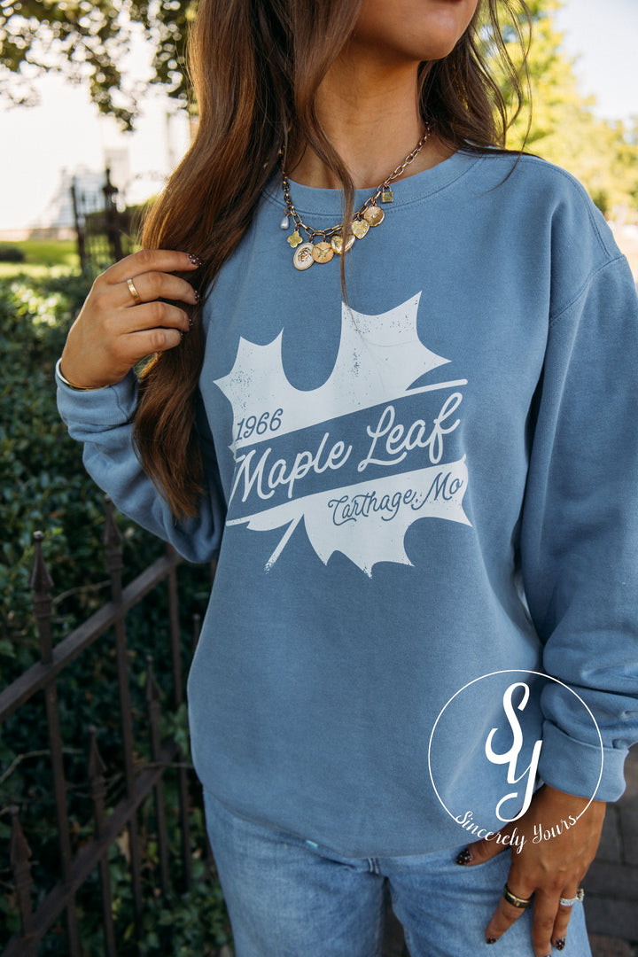 Maple Leaf Crewneck - Blue Jean