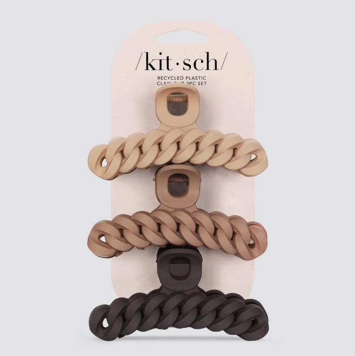 Kitsch: Eco-Friendly Chain Claw Clip 3pc Set - Neutral