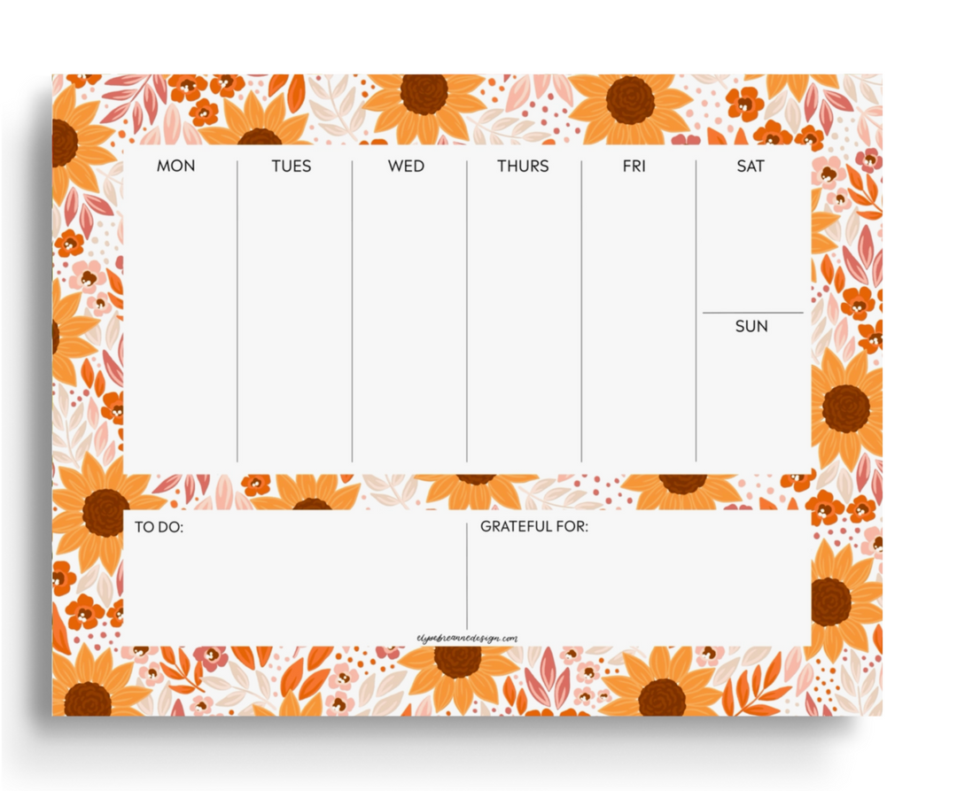 Sunflower Field Weekly Planner Notepad