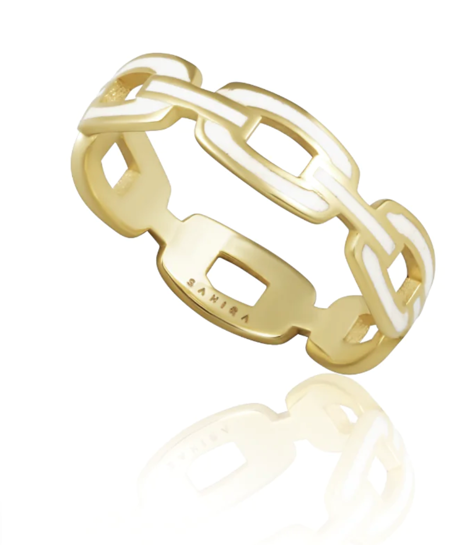 Enamel Link Ring- White