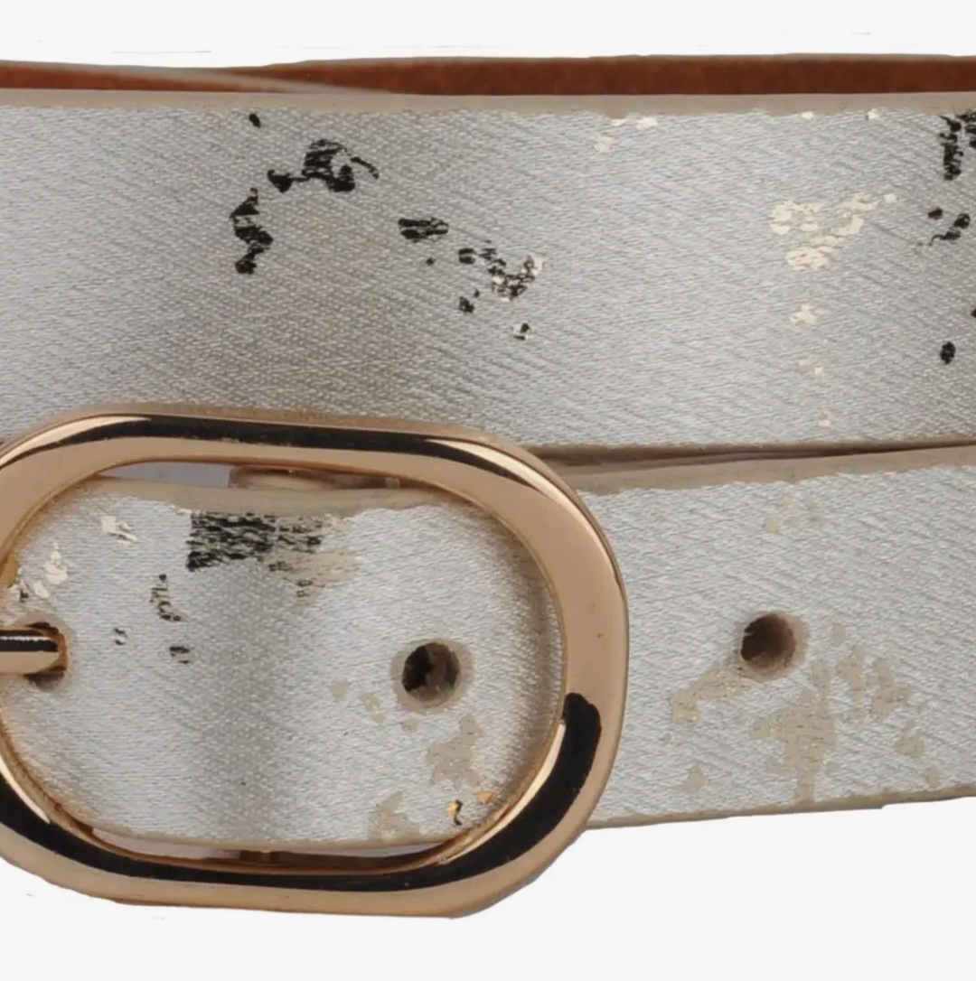 Gold Shimmer Glam Leather Belt
