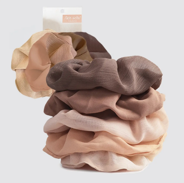 Kitsch Crepe Scrunchies 5pc - Terra Cotta