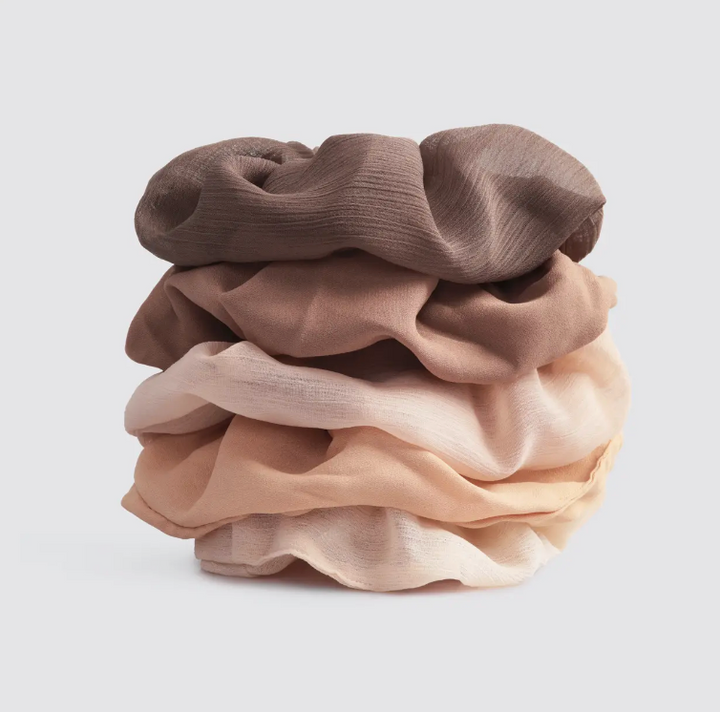 Kitsch Crepe Scrunchies 5pc - Terra Cotta