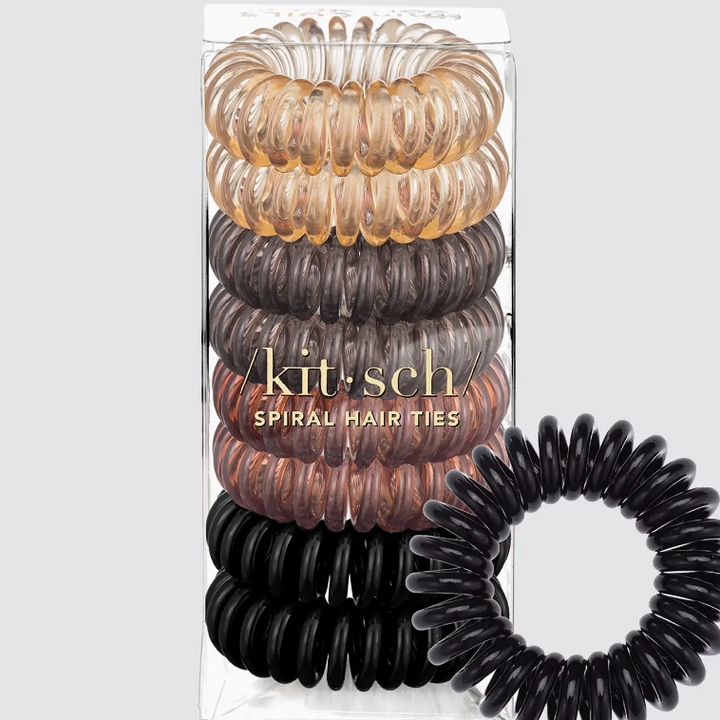 Kitsch: Spiral Hair Ties 8 Pack - Brunette