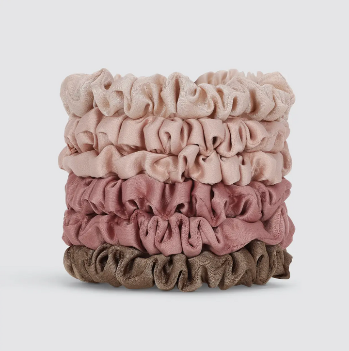 Kitsch: Ultra Petite Satin Scrunchies 6pc - Terracotta