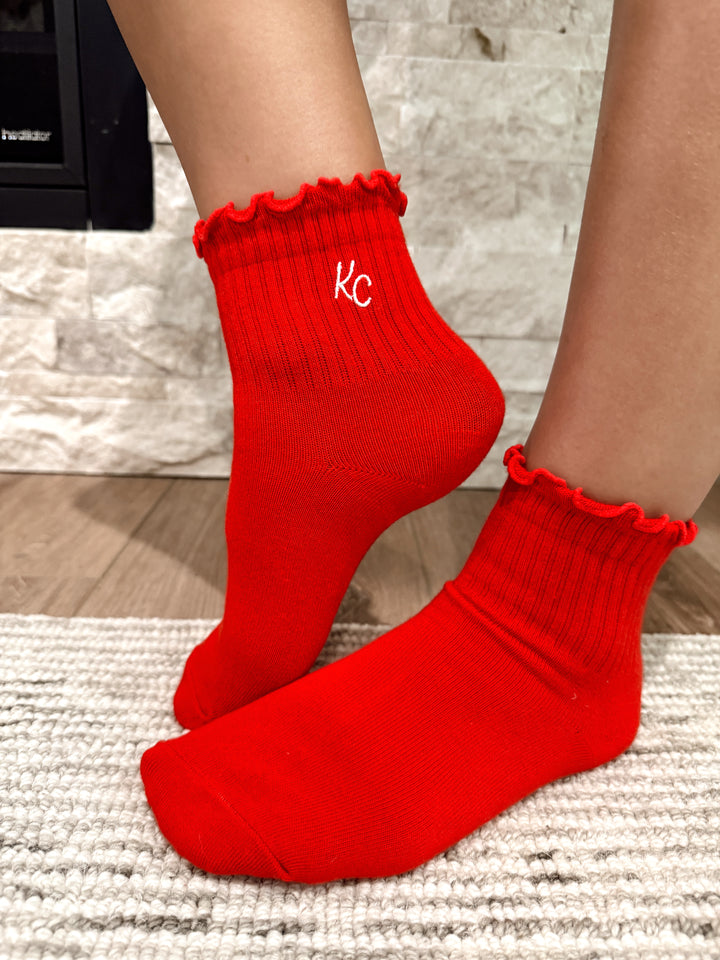 Kc Ruffle Socks -Red