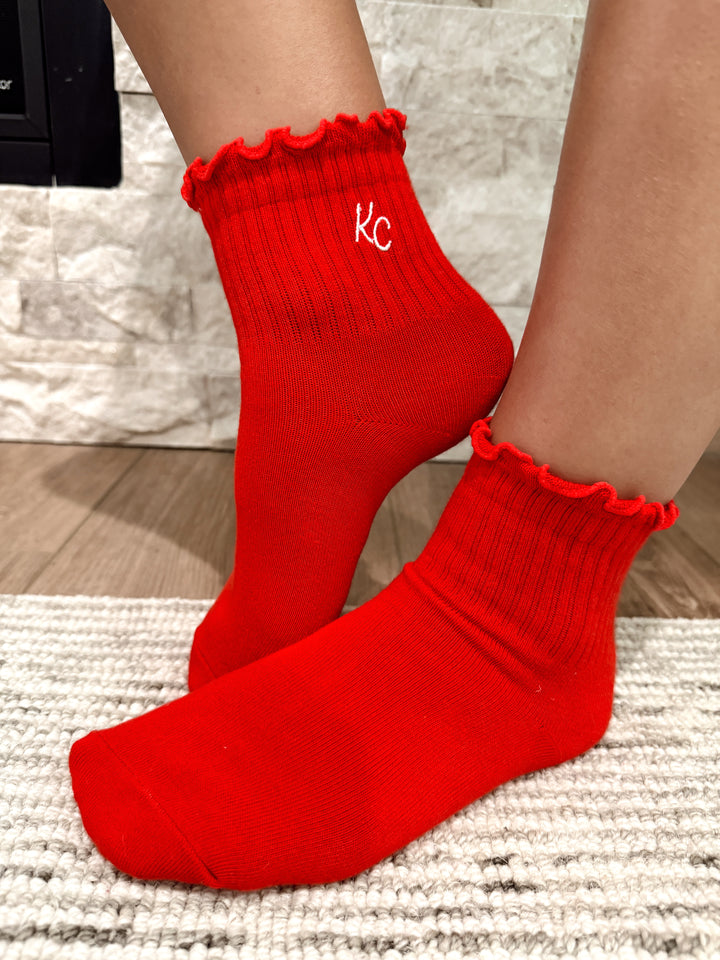 Kc Ruffle Socks -Red