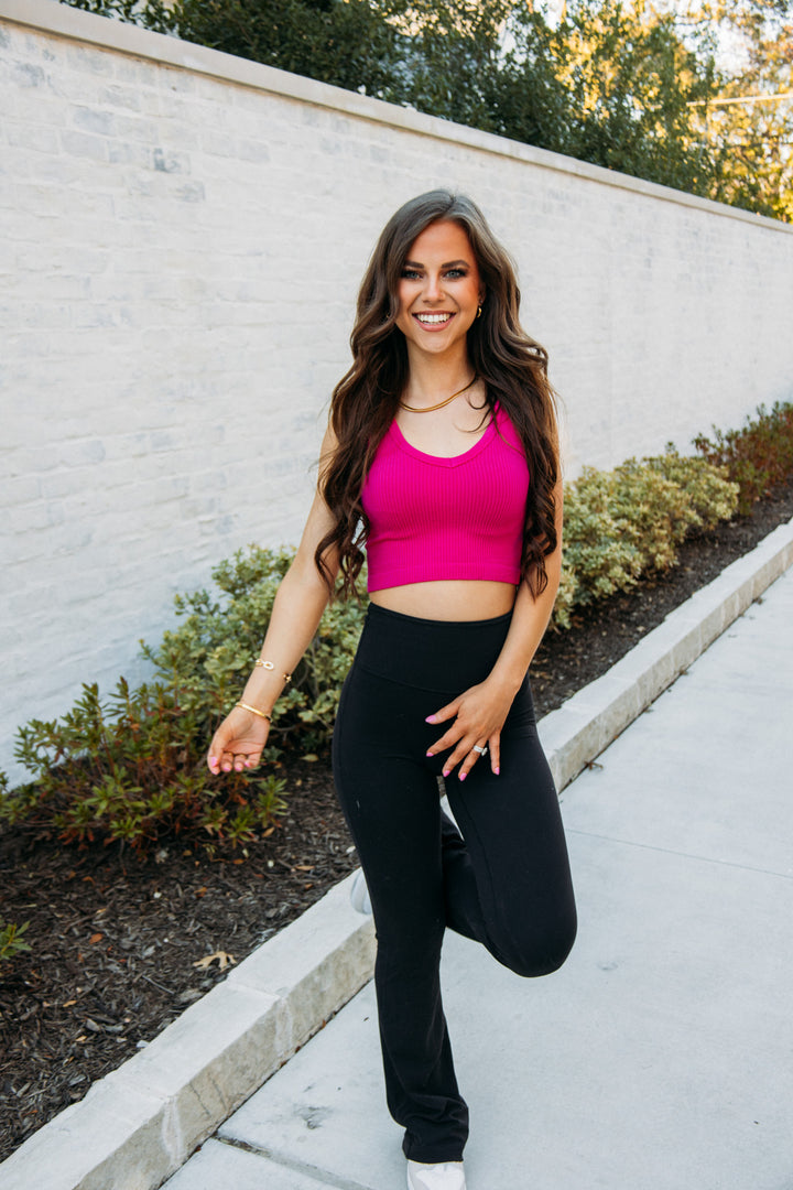 Morning Workout Cropped Tank - Berry