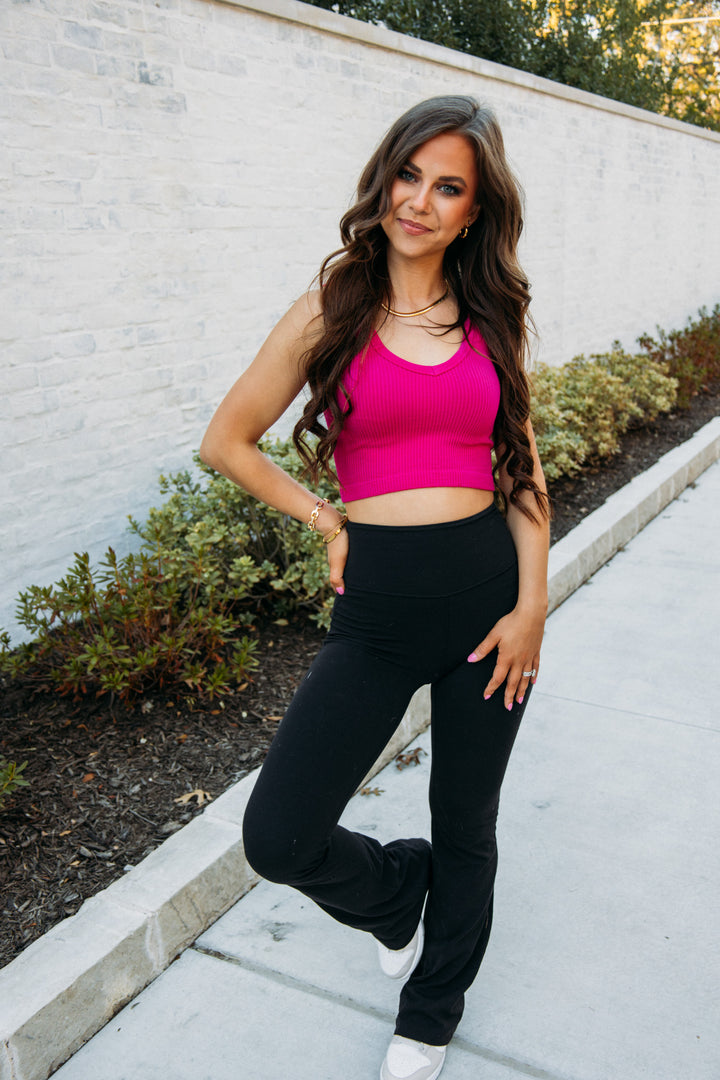 Morning Workout Cropped Tank - Berry