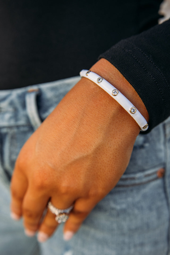 Aleigh Enamel CZ Bracelet -White