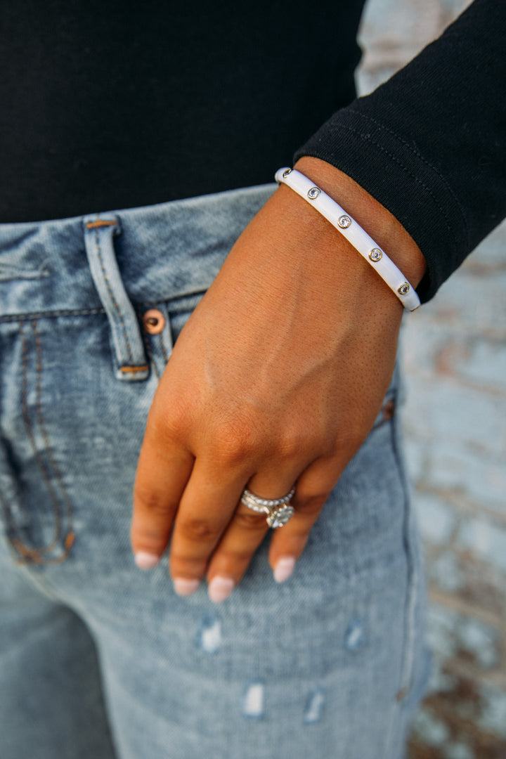 Aleigh Enamel CZ Bracelet -White