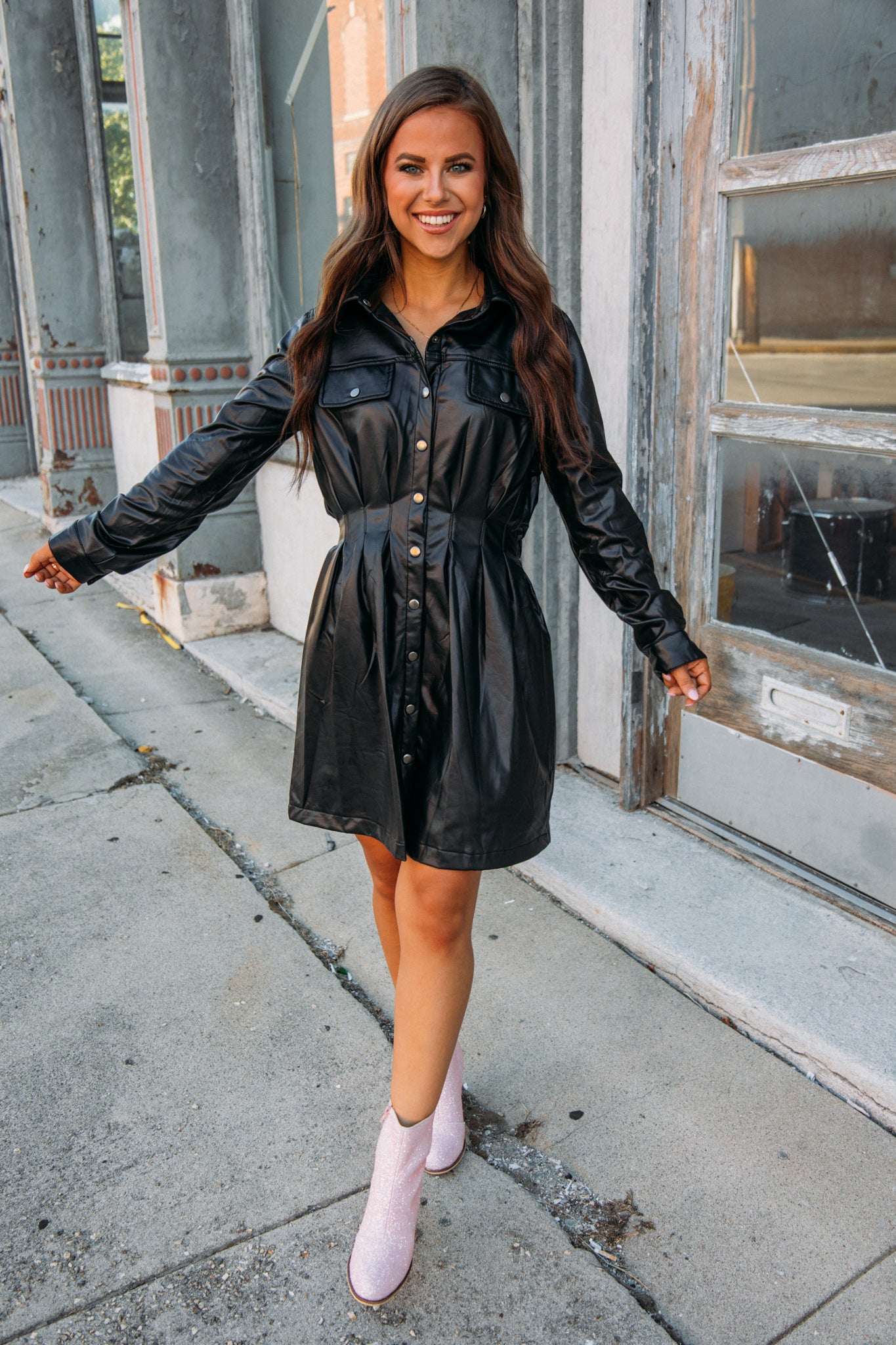 She Went There Pleather Dress -Black Small She Went There Pleather Dress -Black Small