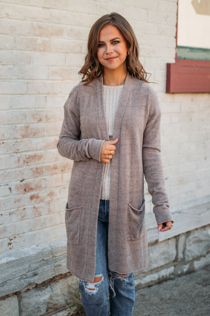 Barefoot Dreams: CozyChic Lite® Santa Monica Cardi - Driftwood/Taupe