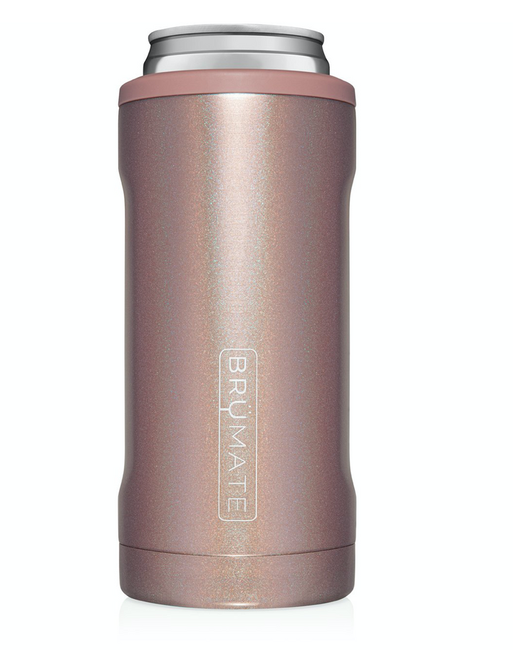 BruMate: HOPSULATOR SLIM | GLITTER ROSE GOLD (12OZ SLIM CANS)