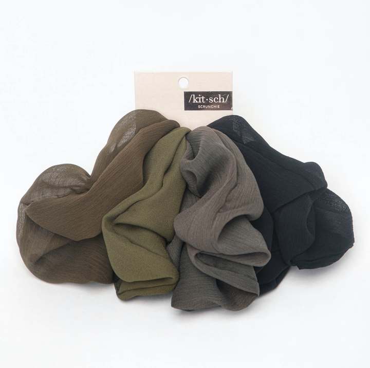 Kitsch - Crepe Scrunchies 5pc - Moss