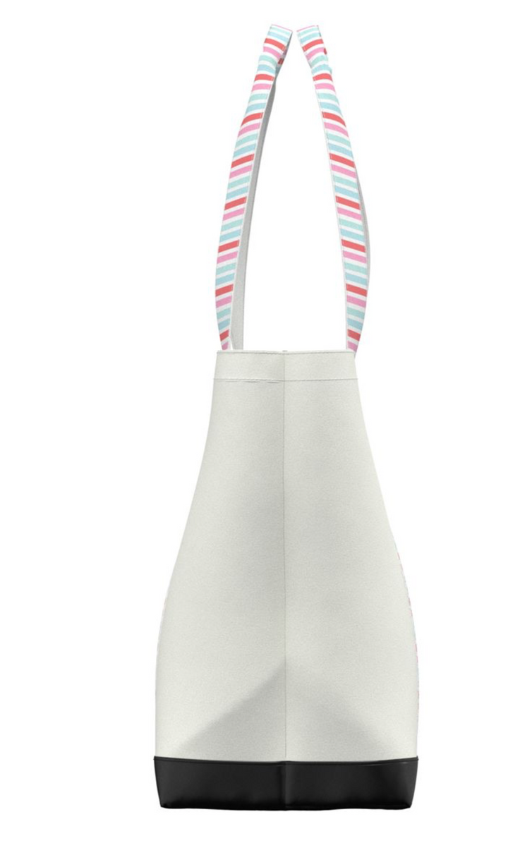 An extra-lightweight, dressed up spin on the quintessential utility fabric, this durable, easy-clean canvas bag features fun, patterned handles and a solid-color bottom. With its easy access open-top design, the Wanderer is ideal for everyday toting.