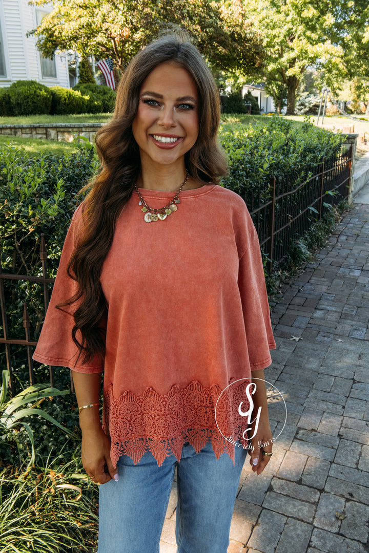Flirty Love Top - Brick