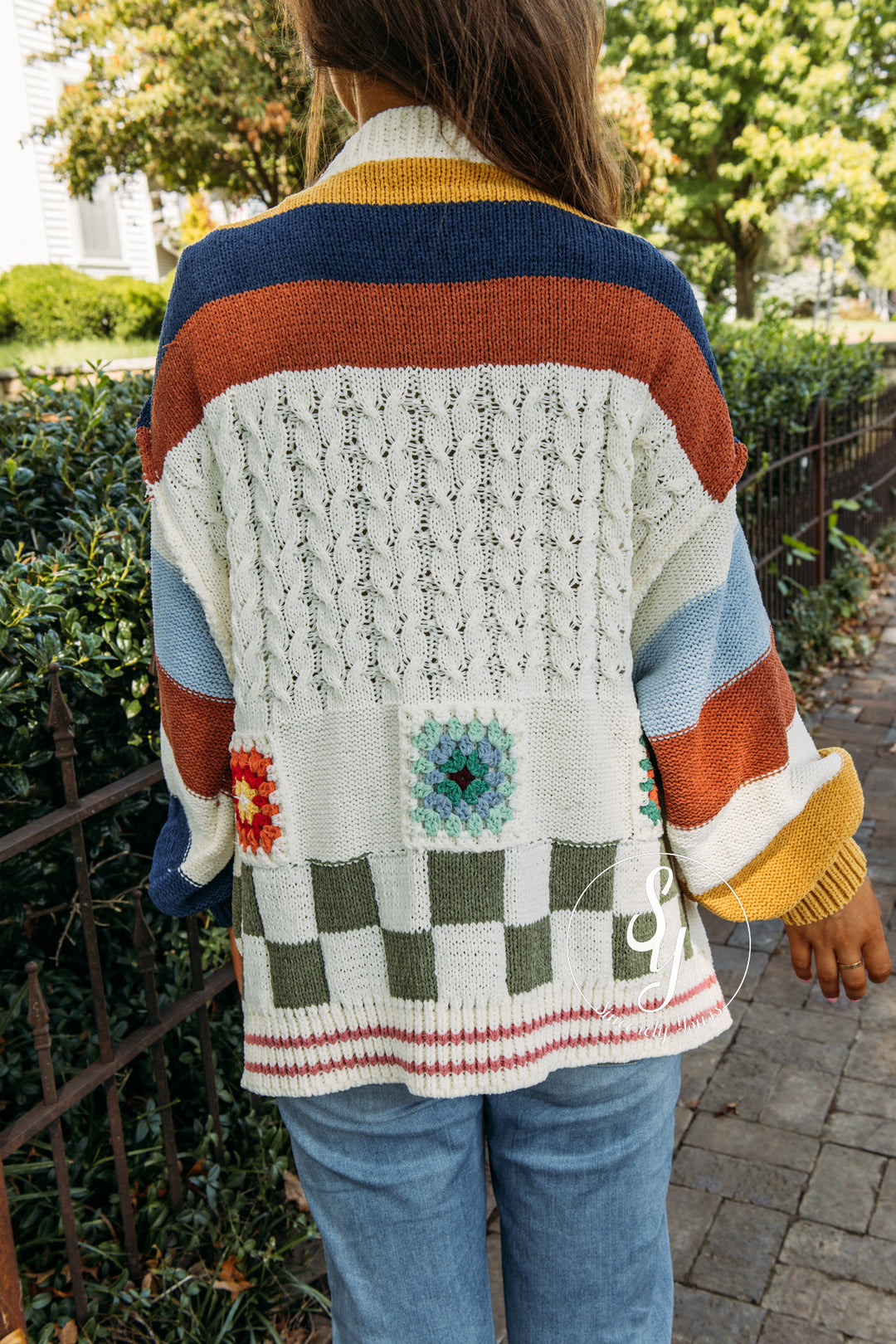 Granny Square Cardigan- Cream Multi