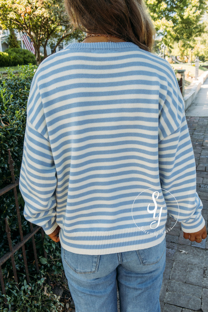 Dockside Days Sweater - M.Blue/Cream