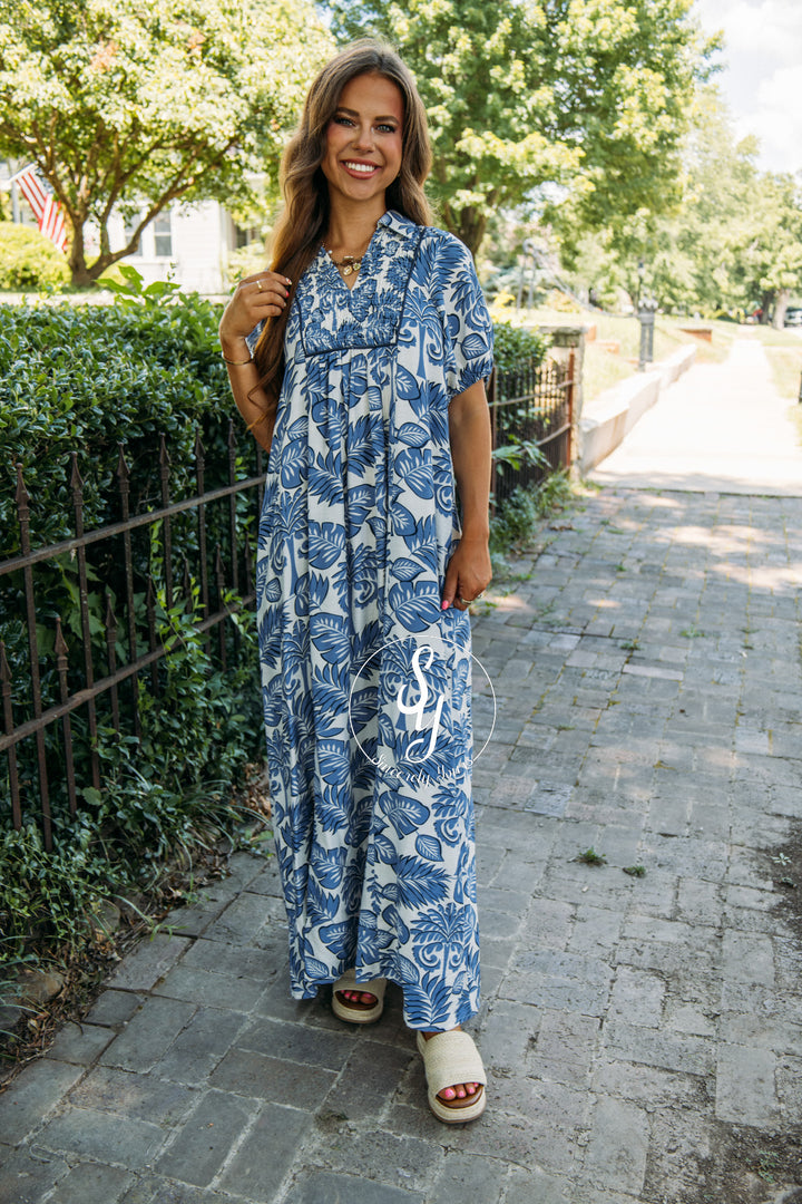 Boardwalk Bloom Dress - Blue