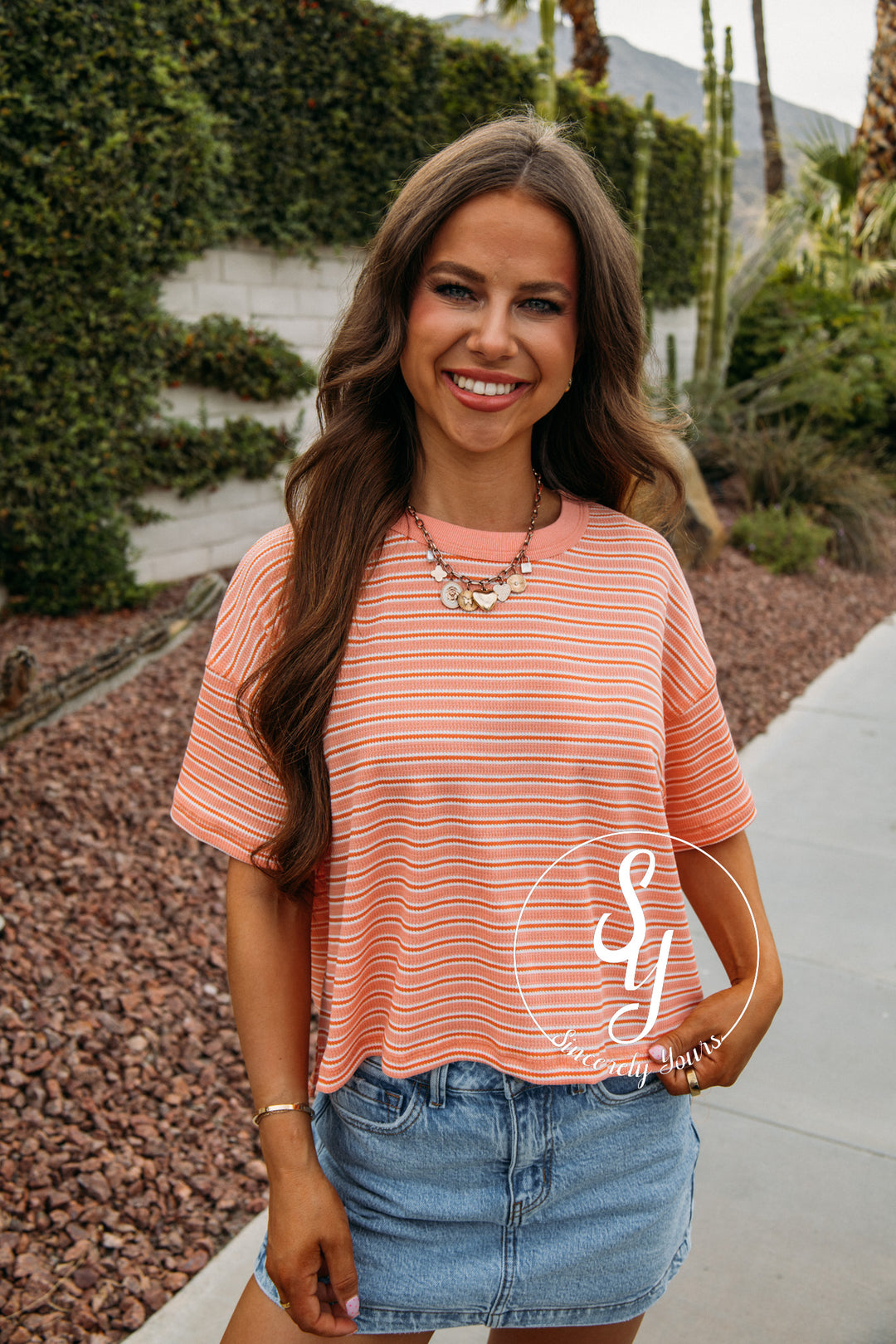 Stripe Hype Top - Citrus/ Melon