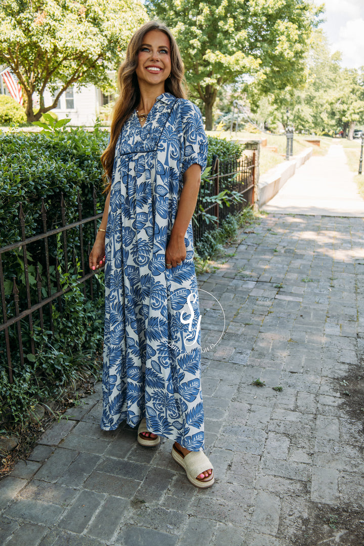 Boardwalk Bloom Dress - Blue