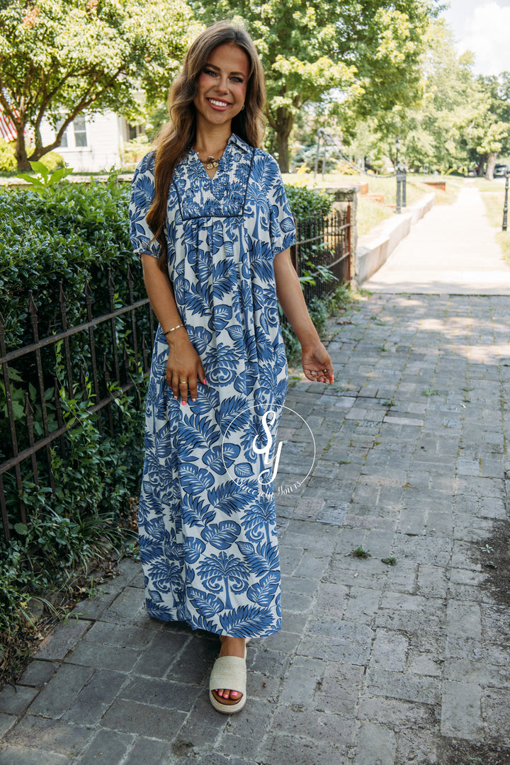 Boardwalk Bloom Dress - Blue