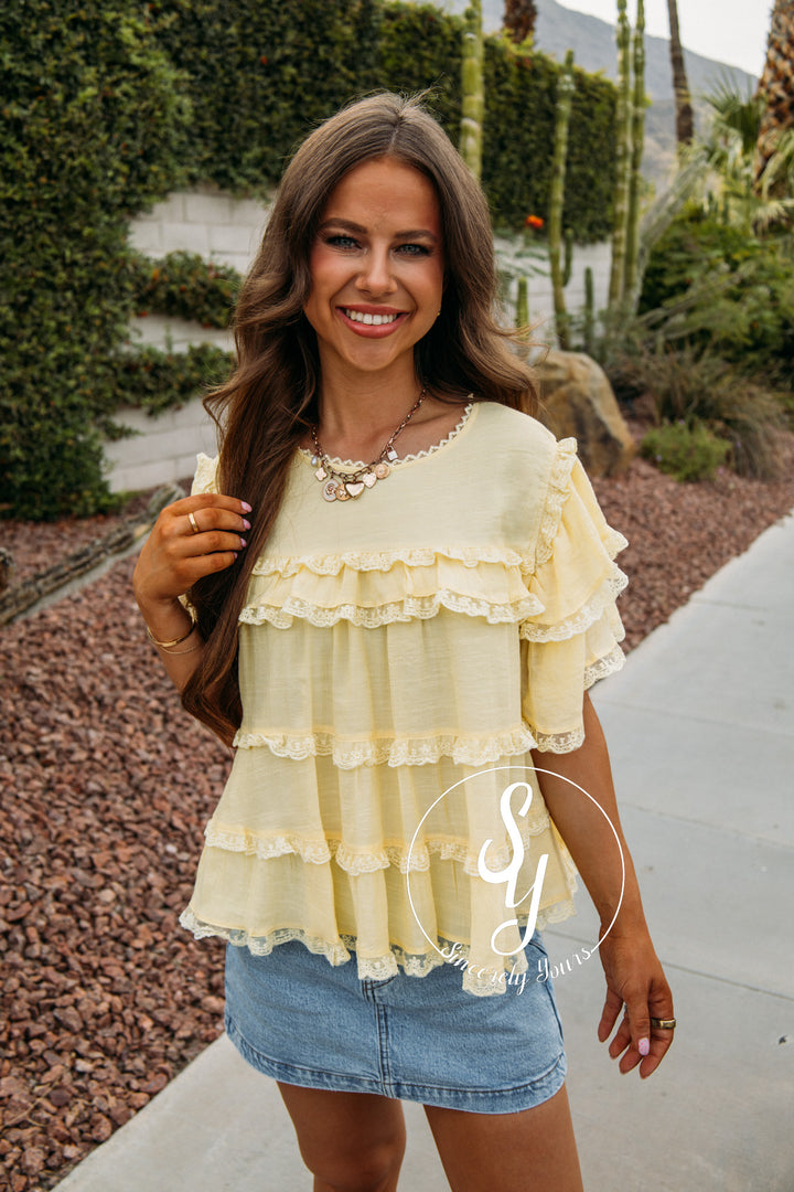 Ruffled Life Top - Butter Yellow