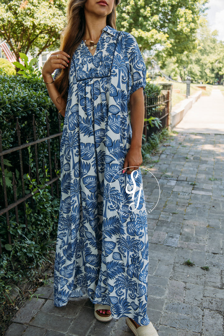 Boardwalk Bloom Dress - Blue