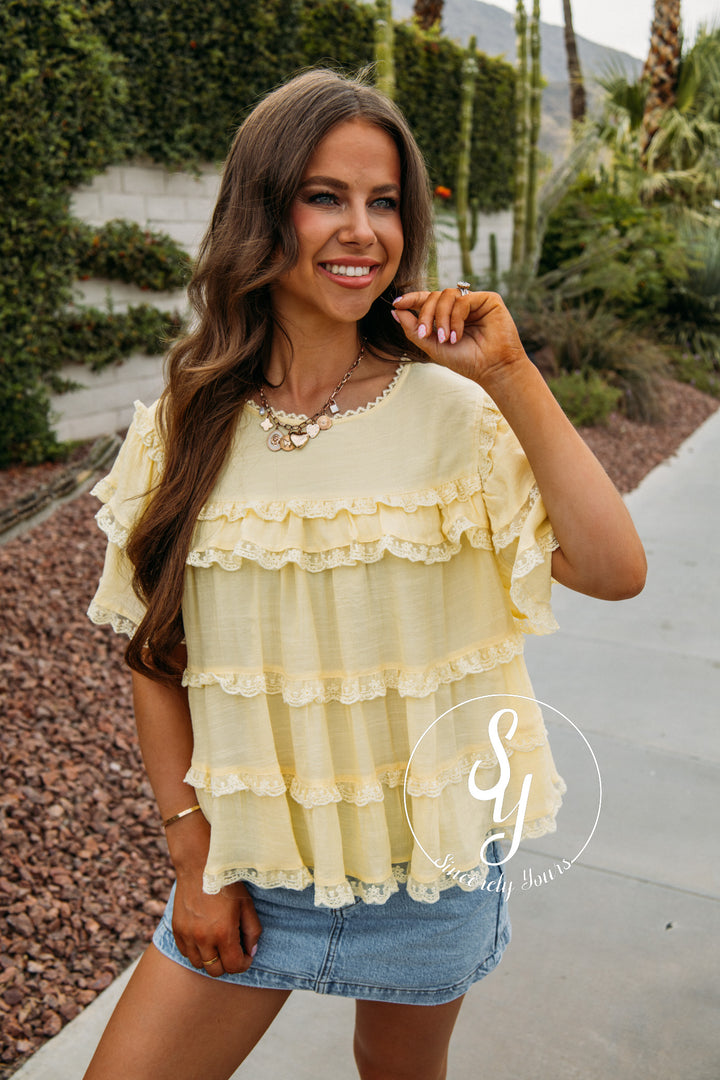Ruffled Life Top - Butter Yellow