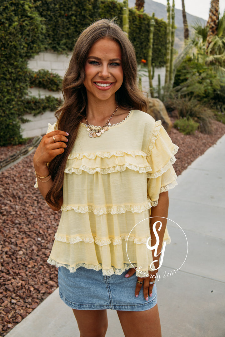 Ruffled Life Top - Butter Yellow
